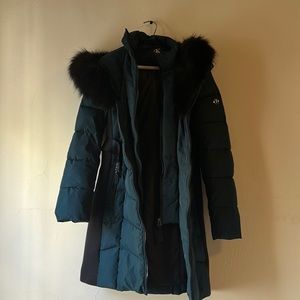Emerald Green Belted Parka Calvin Klein Coat